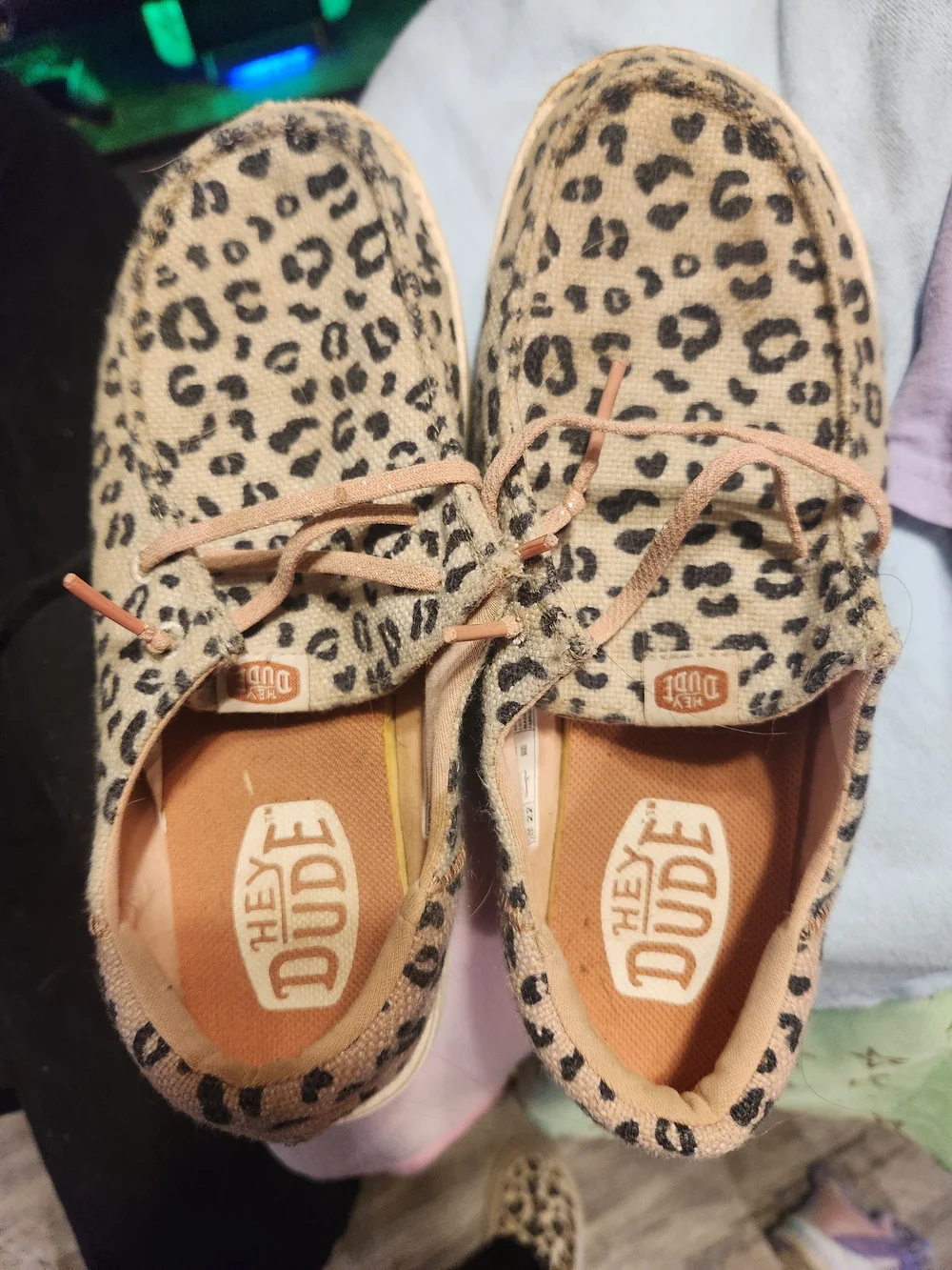 Hey Dude Leopard Print Slip-On Sneakers in Tan/Black